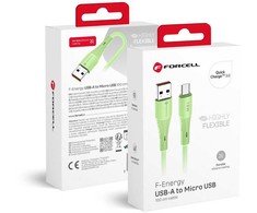 USB A į Micro USB laidas Forcell F-Energy QC3.0 2,4A 18W silikoninis 1 m C341 žalias