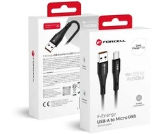Cable USB A to Micro USB Forcell F-Energy QC3.0 2,4A 18W Silicone 1 m C341 juodas