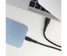 USB A tipo laidas su „Lightning“ jungtimi Forcell F-Energy 2,4A 12W silikoninis, 1 m, C343, juodas