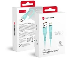 Cable USB A to Lightning Forcell F-Energy 2,4A 12W Silicone 1 m C343 mėlynas