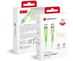 USB C į USB C laidas Forcell F-Energy QC4.0 PD 5A 100W silikoninis 1 m C347 žalias