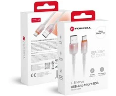 USB A į Micro USB laidas Forcell F-Energy QC3.0 2,4A 18W gradientas 1 m C351 baltas