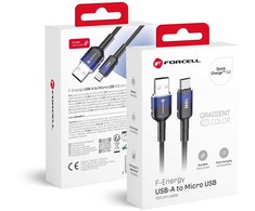 USB A į Micro USB laidas Forcell F-Energy QC3.0 2,4A 18W gradientas 1 m C351 juodas