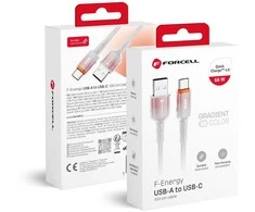 USB A į USB C laidas Forcell F-Energy QC4.0 3A 66W gradientas 1 m C352 baltas