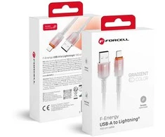 USB A tipo laidas su „Lightning“ jungtimi Forcell F-Energy 2,4A 12W gradientinis 1 m C353 baltas