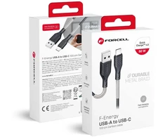 Cable USB A to USB C Forcell F-Energy QC4.0 5A 60W Carbon 1 m CB-02A juodas