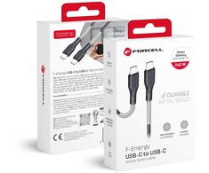 USB C į USB C laidas Forcell F-Energy QC4.0 PD 5A 240W Carbon 1 m CB-05C juodas