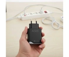 Telefono įkroviklis Forcell F-Energy Ultra Slim GaN III USB C + USB A PD QC4.0 3A 45W B245202(1A1C) juodas