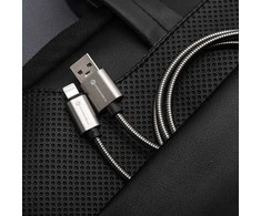 Cable USB A to Lightning Forcell F-Energy 2,4A 12W Metal 2 m C236 sidabrinis