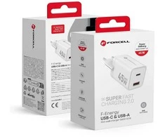Phone charger Forcell F-Energy Mini GaN III USB C + USB A PD QC4.0 45W VT-36 baltas