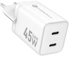 Phone charger Forcell F-Energy Mini GaN III 2 x USB C PD QC4.0 45W VT-36B baltas