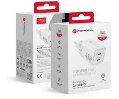 Phone charger Forcell F-Energy Mini GaN III 2 x USB C PD QC4.0 45W VT-36B baltas
