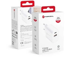 Phone charger Forcell F-Energy USB C + USB A QC4.0 PD 3A 35W TFK-TC-35WPD baltas