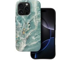 „iPhone 15 PRO Forcell F-Protect Mirage“ dėklas, suderinamas su „Magsafe Military Drop-Test“ žalias marmuras