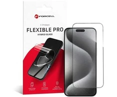 Hybrid glass to iPhone 15 PRO MAX Forcell Flexible 5D juodas