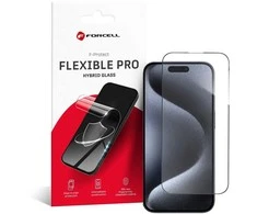 Hybrid glass to iPhone 15 PRO Forcell Flexible 5D juodas