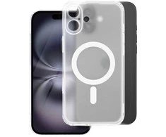 Oem Originalus „iPhone 14 PLUS“ dėklas, suderinamas su „MagSafe“ (fotoaparato apsauga), skaidrus ir sušalęs.