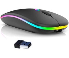 GameBox MR12 Bezvadu pele ar RGB apgaismojumu Klusa klikšķa USB uzlādējama Ergonomiska dizaina Melns