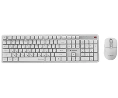 Klaviatūra Gembird KBS-WMS-01-W-CYRL Silent key Pro Business wireless desktop set, baltas, RU išdėstymas