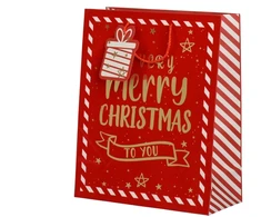 Gift bag Decoris Velvet. 12 cm x 32 cm x 26 cm. red