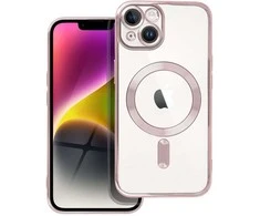OEM dėklas, skirtas iPhone 14, Electro Mag dėklas, suderinamas su MagSafe, auksinis-rožinis