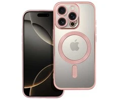 OEM dėklas, skirtas iPhone 16 PRO, Electro Mag dėklas, suderinamas su MagSafe, auksinis-rožinis