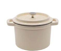 Grand_Feu Emaliuotas ketaus mini puodas, baltas, 0,65 l.