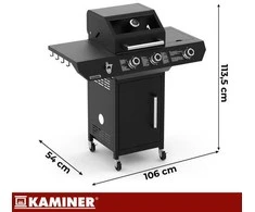 Gas grill 2+1 10kW Varen Juodas 3.0 Kaminer