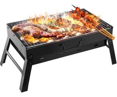 iLike GrillPapa Super Compact Barbeque Saliekamais Metāla Grils 36x29x6.8cm ideāls piknikam un kempingam Melns