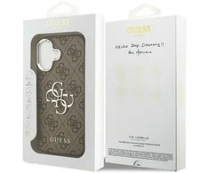 Guess 4G Big 4G Classic Logo dėklas skirtas Apple iPhone 17 rudos spalvos sidabro spalvos