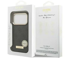 Guess 4G Logo Plate MagSafe dėklas skirtas Apple iPhone 17 Pro juodos spalvos