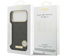 Guess 4G Logo Plate MagSafe dėklas skirtas Apple iPhone 17 Pro Max juodos spalvos