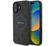 Guess PU Leather 4G Colored Ring MagSafe Apple iPhone 16 dėklas telefonui juodos spalvos