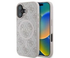 Guess GUHMP16SG4GFRP Apple iPhone 16 6.1″ rožinės spalvos kietas dėklas 4G Ring Classic Logo MagSafe