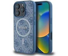 Guess 4G Ring Classic Logo MagSafe Apple iPhone 16 Pro - dėklas telefonui mėlynos spalvos