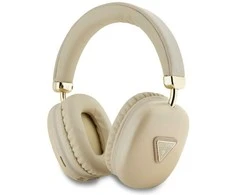 Guess Saffiano PU Leather Triangle Logo belaidės ausinės aukso spalvos