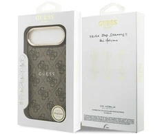 Guess PU odos 4G Gold Frame MagSafe dėklas skirtas iPhone 17 Air rudos spalvos