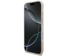Guess PU Leather 4G Metal Logo Gold Frame dėklas skirtas Apple iPhone Air rožinės spalvos