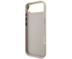 Guess PU Leather 4G Metal Logo Gold Frame dėklas skirtas Apple iPhone Air rožinės spalvos