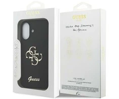 Guess Silicone Big 4G Script dėklas skirtas Apple iPhone 17 juodos spalvos