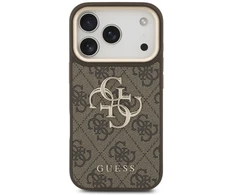 Guess 4G Big 4G Classic Logo Big Strap Metal Mygtukai dėklas skirtas Apple iPhone 17 Pro Brown