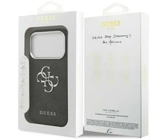 GUESS case for IPHONE 17 Pro GUHCP17LP4G4SMCK (4G PU Odinis dėklas with Big 4G and Classic Logo and Sidabrinis Metal Camera Frame) juodas