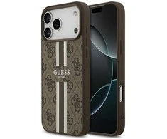GUESS dėklas, skirtas IPHONE 17 Pro Max, suderinamas su MagSafe GUHMP17XP4RPSW (4G spausdintos juostelės), rudas