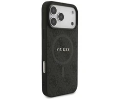 Guess 4G Ring Classic Logo MagSafe dėklas skirtas Apple iPhone 17 Pro Max juodos spalvos