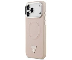 Dėklas GUESS case for IPHONE 17 Pro Max compatible with MagSafe GUHMP17XPSDTSCMP (PU W/ Triangle Logo) pink