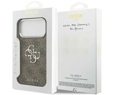 Dėklas Guess 4G Big 4G Classic Logo skirtas Apple iPhone 17 Pro Max rudos spalvos sidabro spalvos