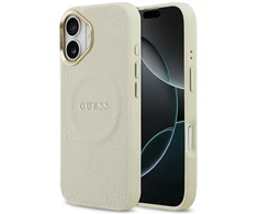 Dėklas Guess Peony Hot Stamp MagSafe skirtas Apple iPhone 17 beige