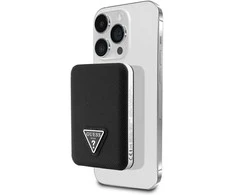 Išorinė baterija „Guess Grained Triangle“ 5000mAh 15W USB-C MagSafe indukcinis juodas