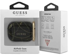 Guess apsauginis dėklas GUACAPPTPUCHBK auksinių grandinėlių kolekcija, skirta AirPods Pro juoda / auksinė