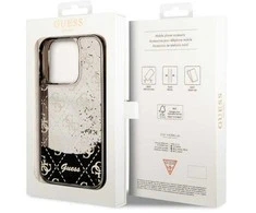 Guess GUHCP14LLC4PSGK Apple iPhone 14 Pro 6.1″ juodos spalvos kietas dėklas Liquid Glitter 4G Transculent